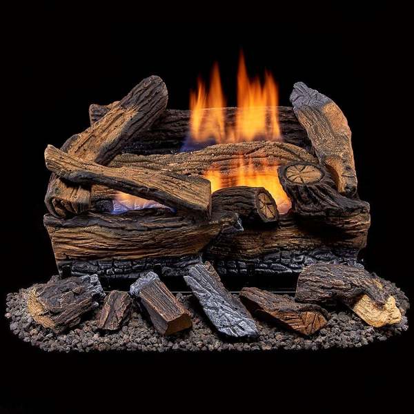 Duluth Forge Ventless Natural Gas Log Set - 18 In. Split Red Oak, 30,000 DLS-N18M-1